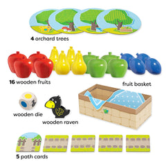 HABA First Orchard color die helps toddlers learn colors and turn-taking.