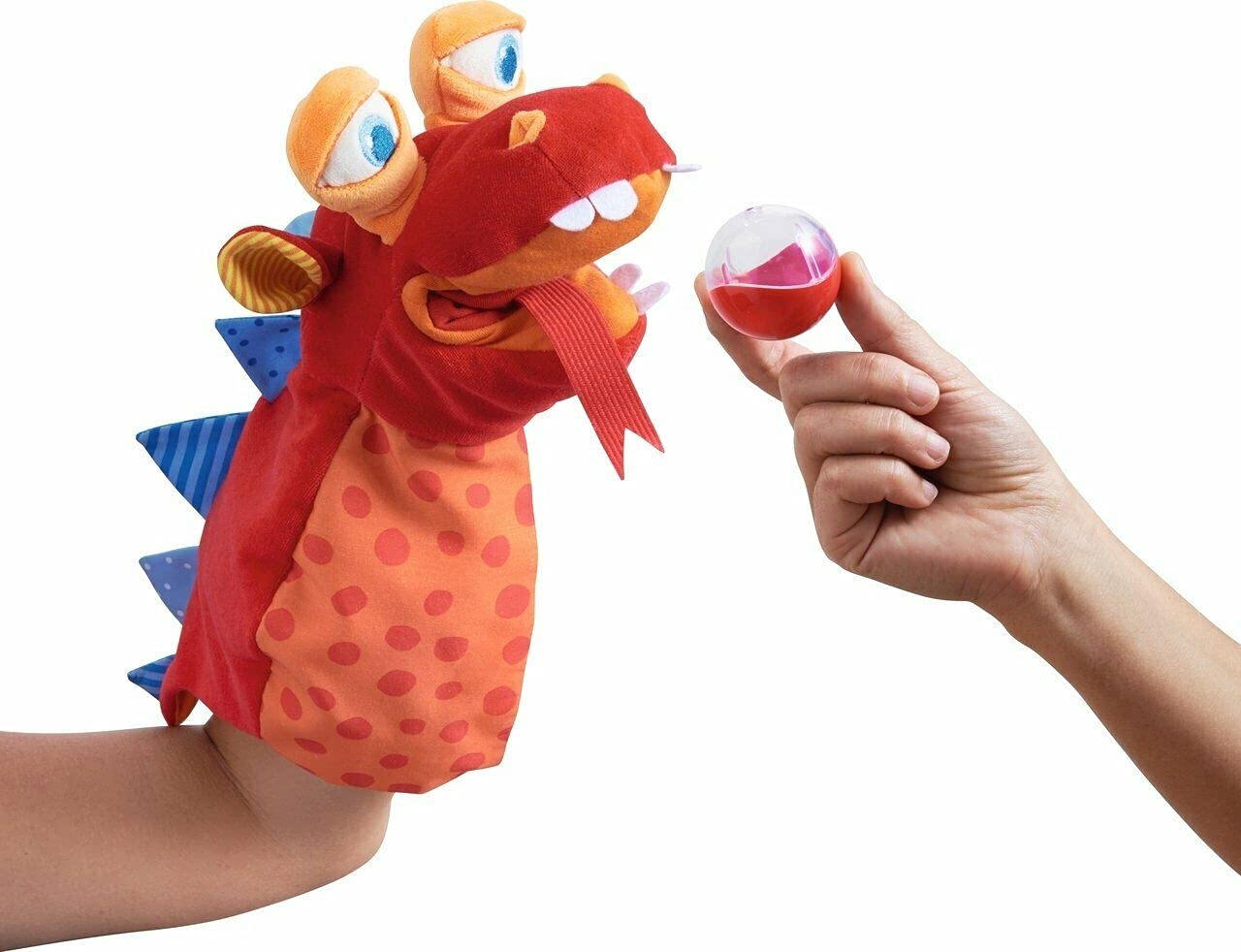 HABA colorful dragon hand puppet adds lively storytelling