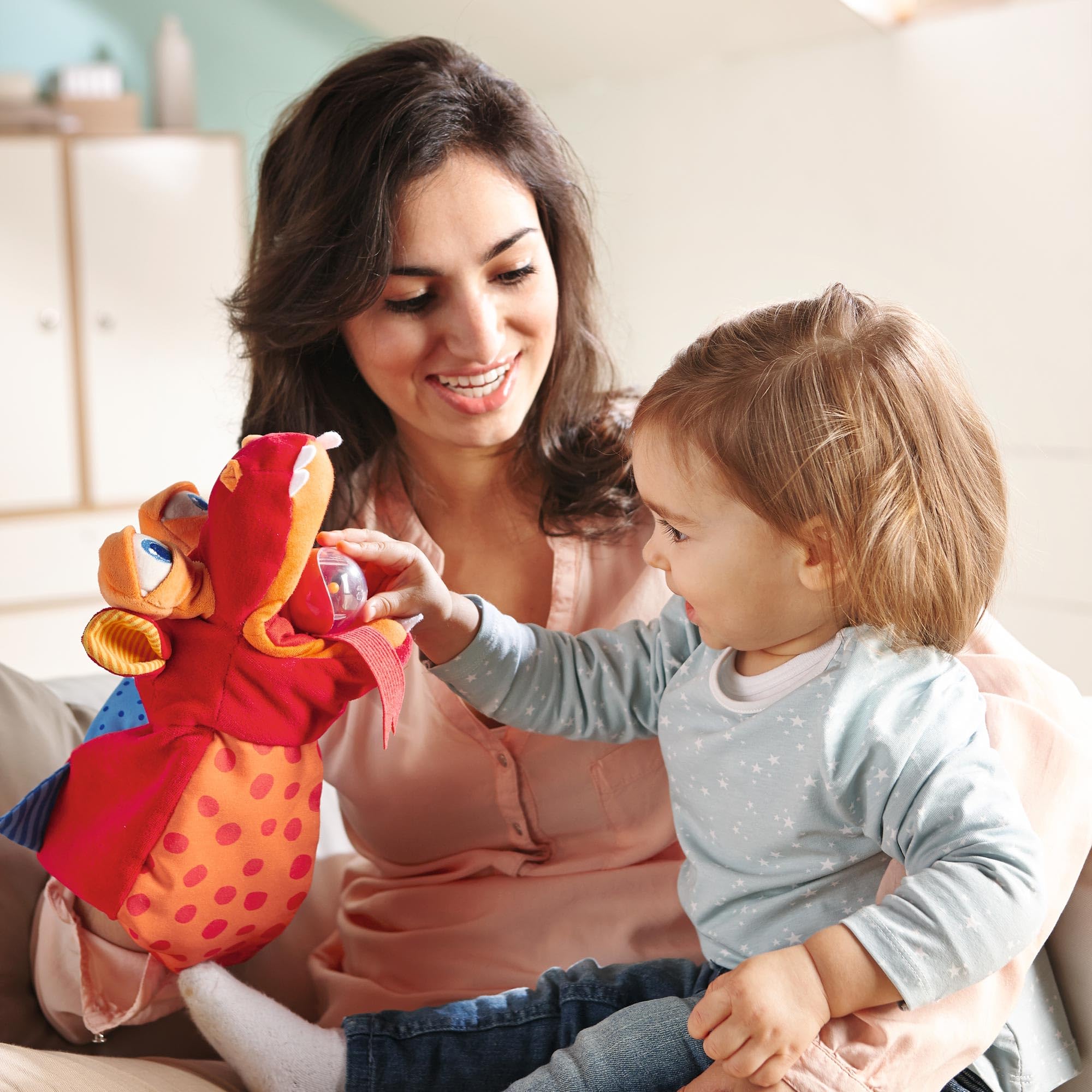 HABA dragon eyes move independently to engage toddlers