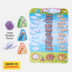 HABA Go, Go Little Penguin dice race scene promoting interaction and turn-taking for two.