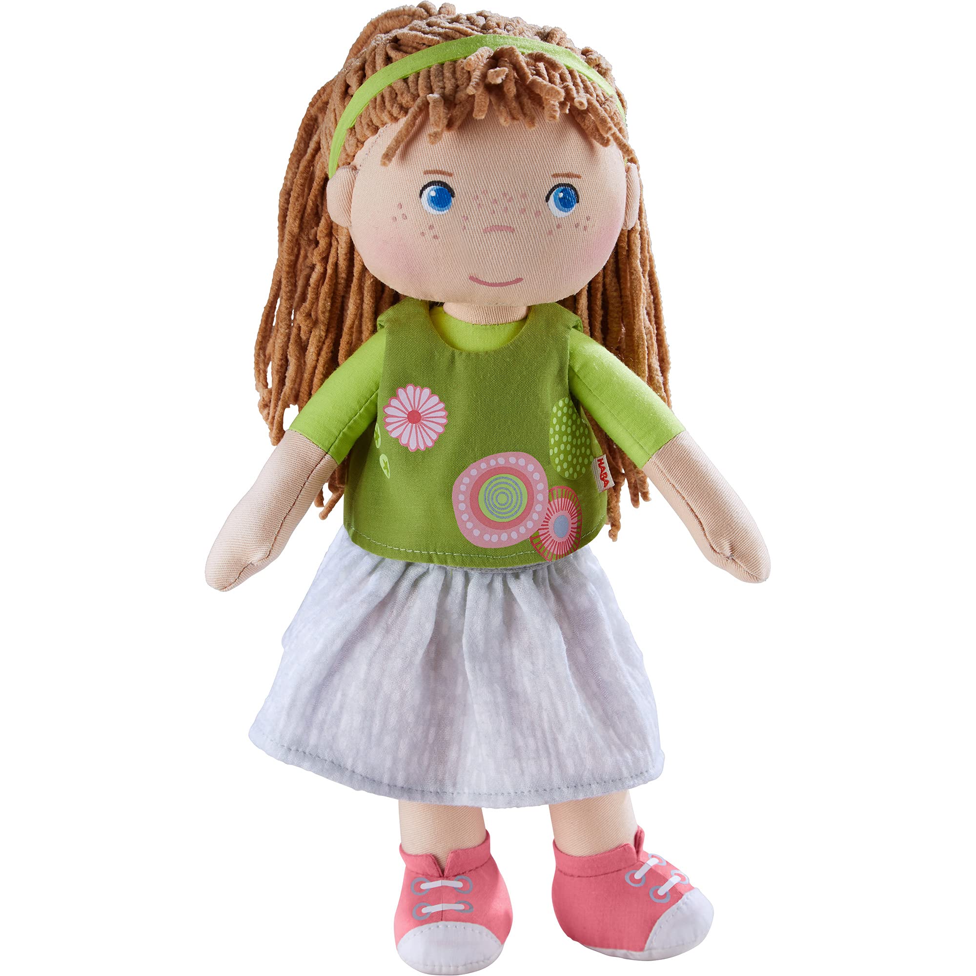 HABA Hedda 12-inch soft doll with brown hair and blue eyes for cuddly playtime