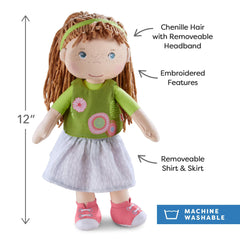 HABA Hedda embroidered face with rosy cheeks for expressive storytelling