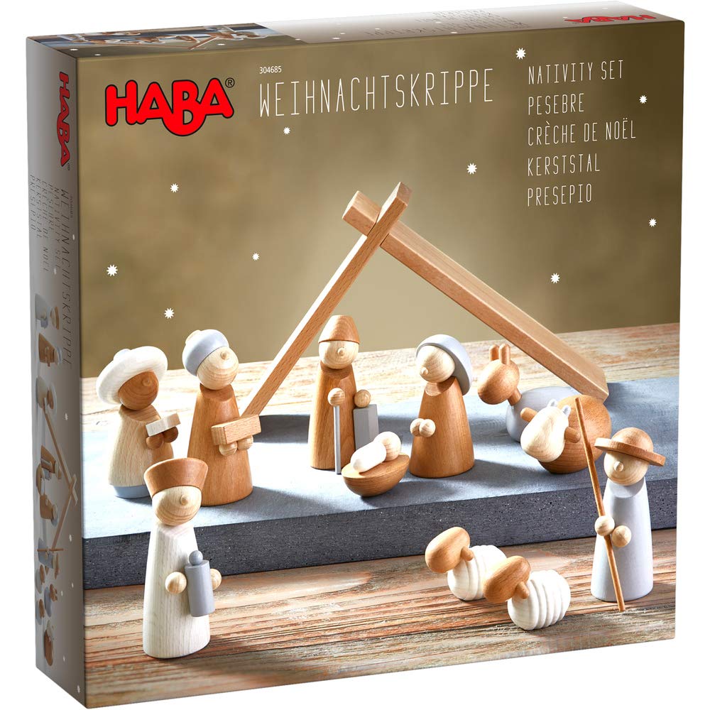 HABA gift-ready packaging with slots for each figure.