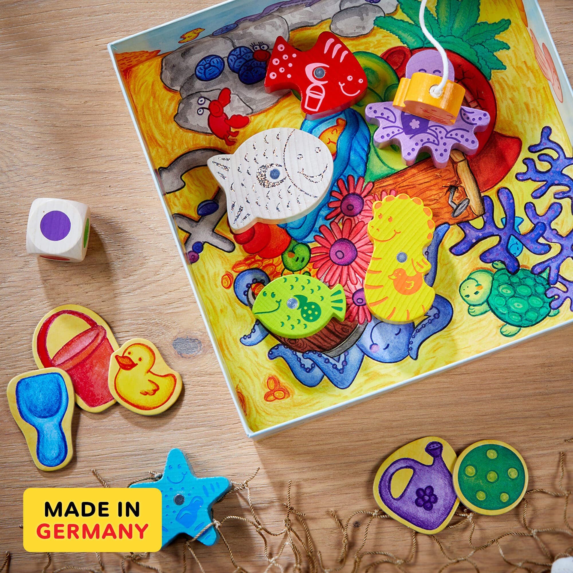 HABA Here Fishy Fishy colorful fish pieces ready to catch with a magnet