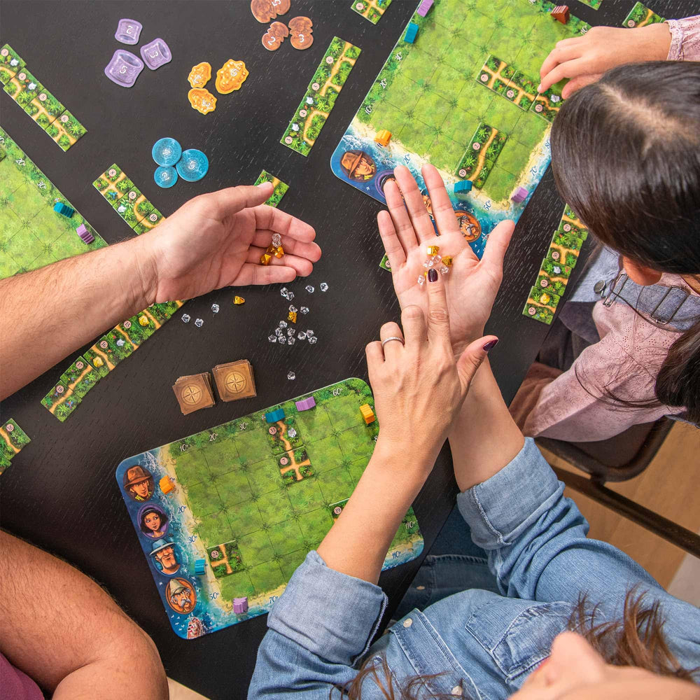 HABA Karuba treasure tiles highlighting tile placement gameplay.
