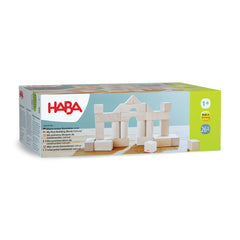 HABA children playing with wooden blocks encourages hands on learning