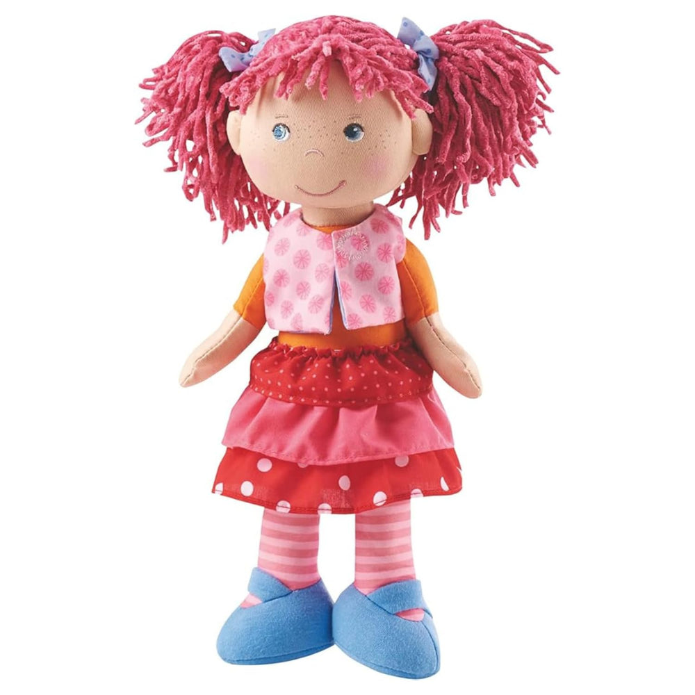 HABA Lilli-Lou 12-inch doll, pink hair, ideal first soft toy for toddlers.