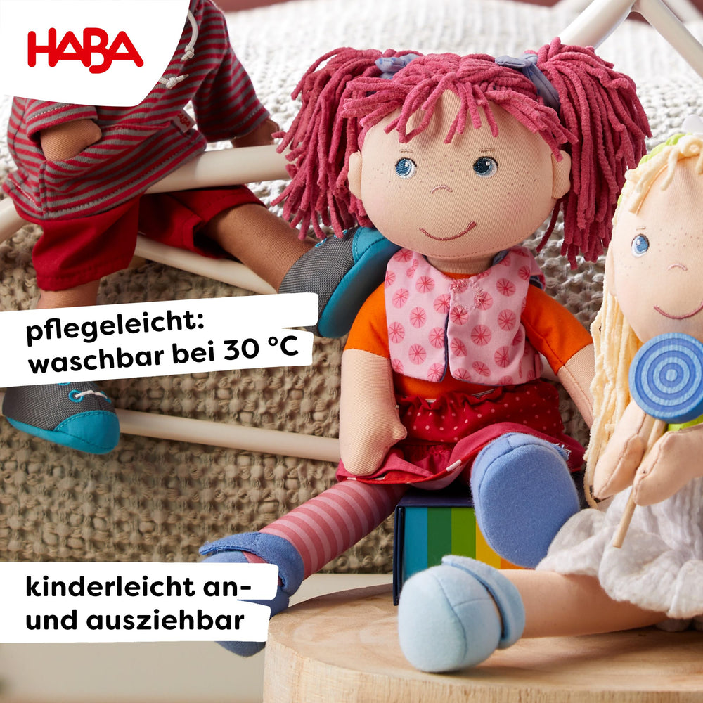 HABA Lilli-Lou removable vest and skirt for mix-and-match outfits.