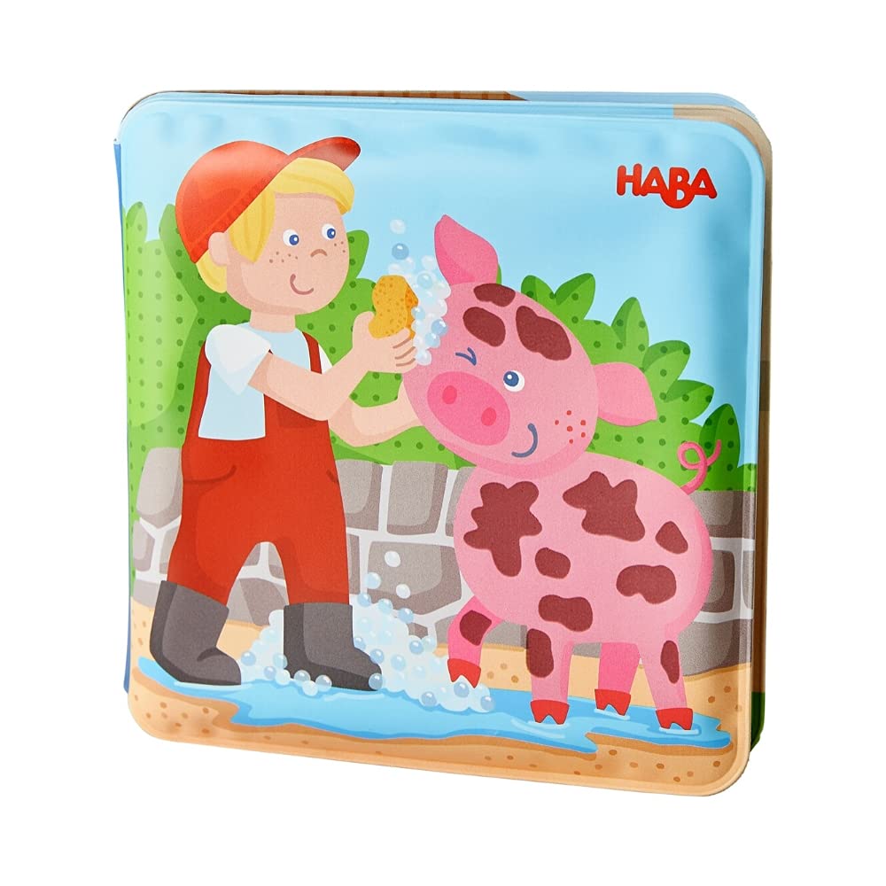 HABA Magic Color Changing Bath Book reveals animals under water, enhancing bath time.