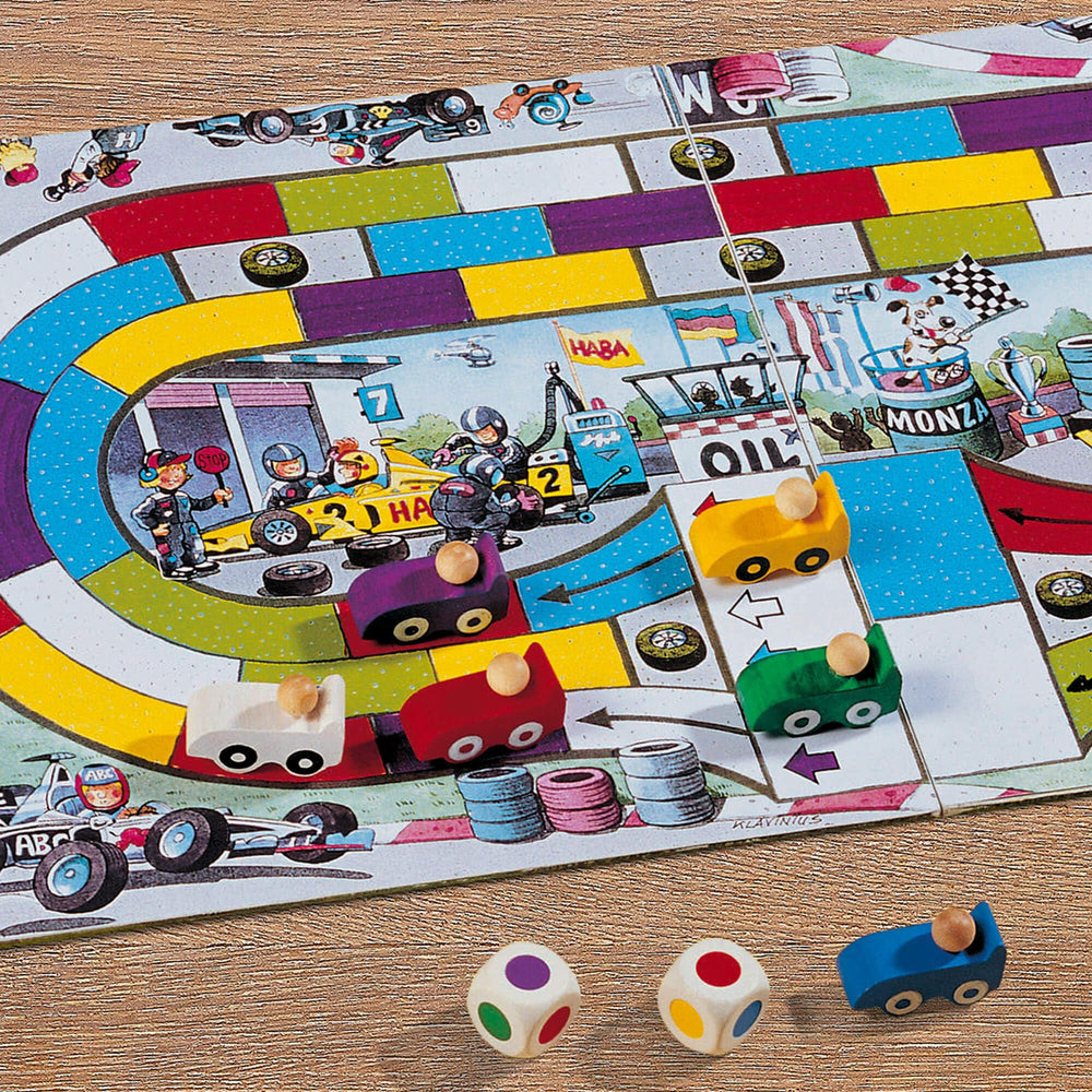 HABA Monza color dice supporting color recognition during play.