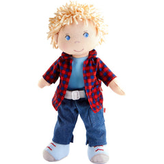 HABA Nick 12-inch doll face and eyes, embroidery detail for gentle play