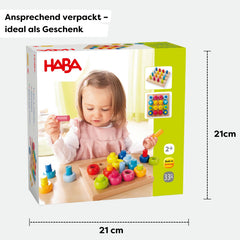 HABA Rainbow Whirls Montessori-play supports early motor skills and coordination.