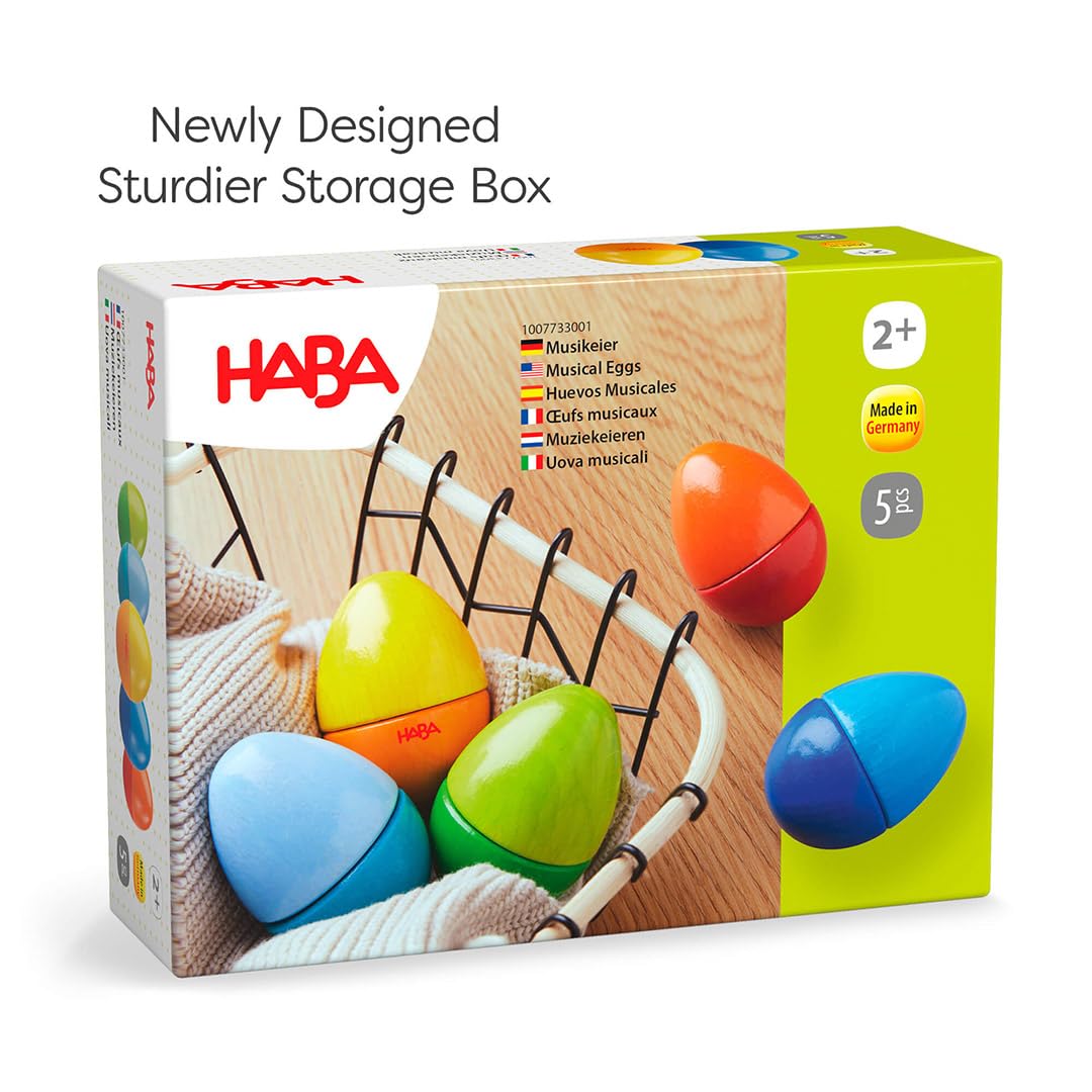 HABA sustainable wooden Easter toy demonstrates long lasting toddler friendly design.