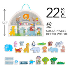 HABA wooden zoo accessories set sparks detailed pretend play scenarios.