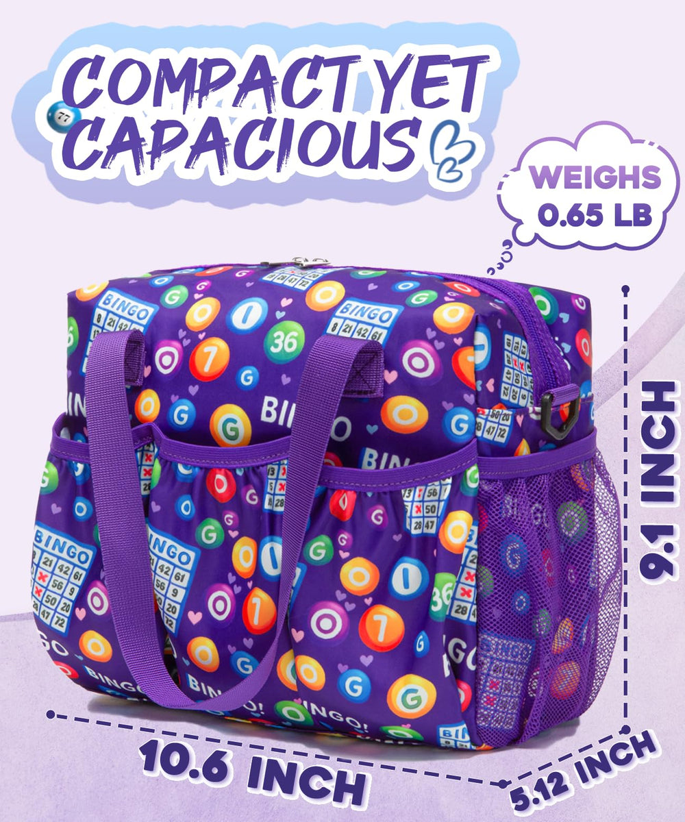 HACHMAS Bingo Bag interior with 6 elastic pockets keeps daubers organized