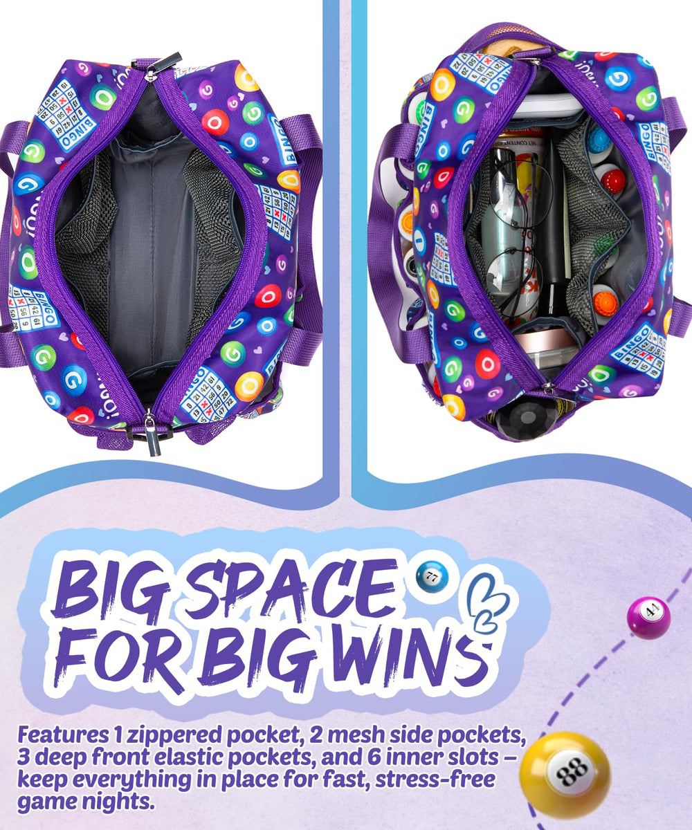 HACHMAS Bingo Bag interior includes mesh pockets for water bottles and quick-stash items
