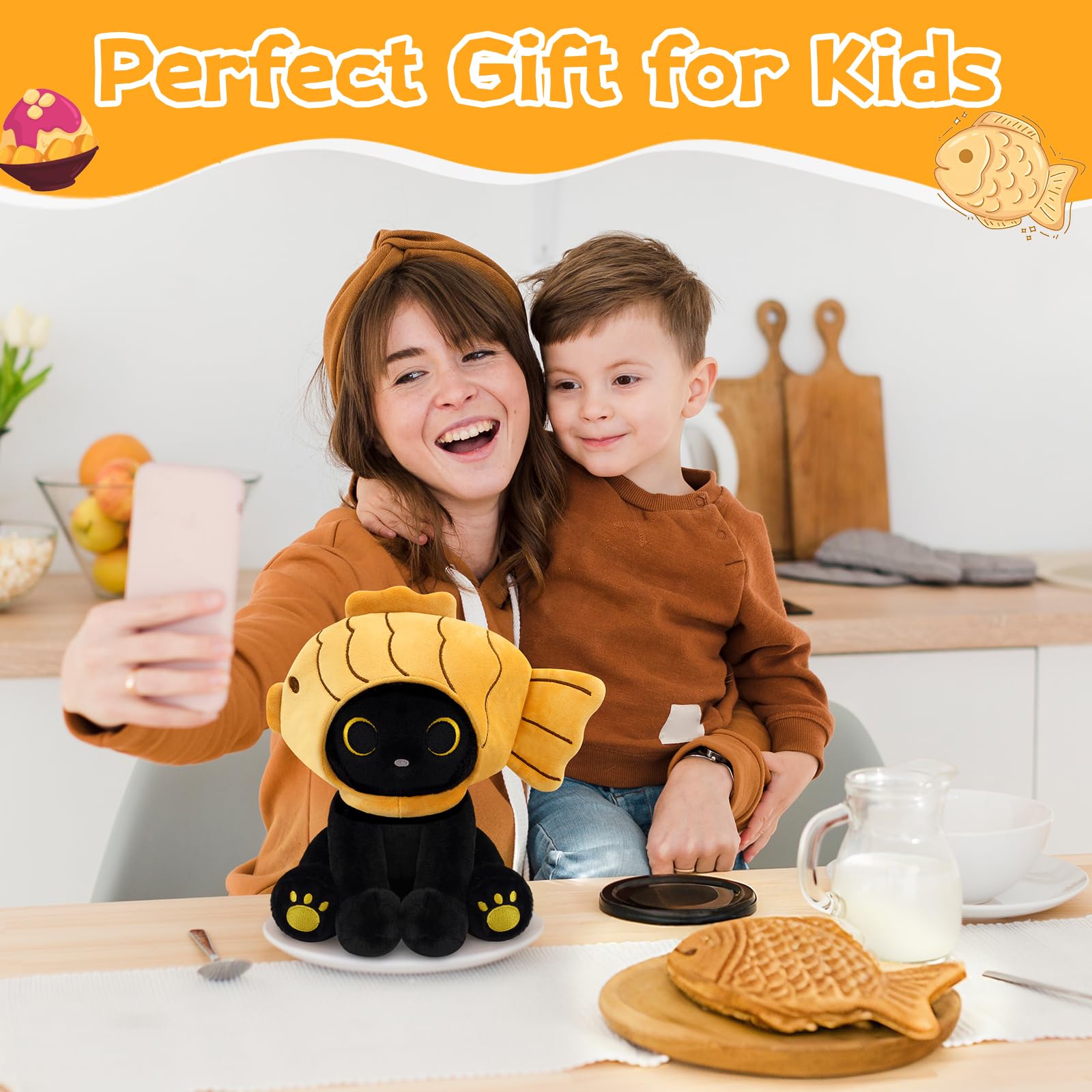 Hagusahuo 8-inch plush cat, portable for travel and display.