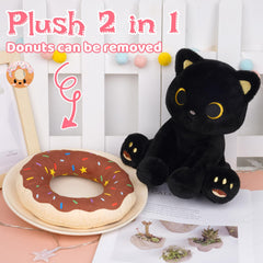 Hagusahuo Black Cat Plush with embroidered eyes for durable playtime.