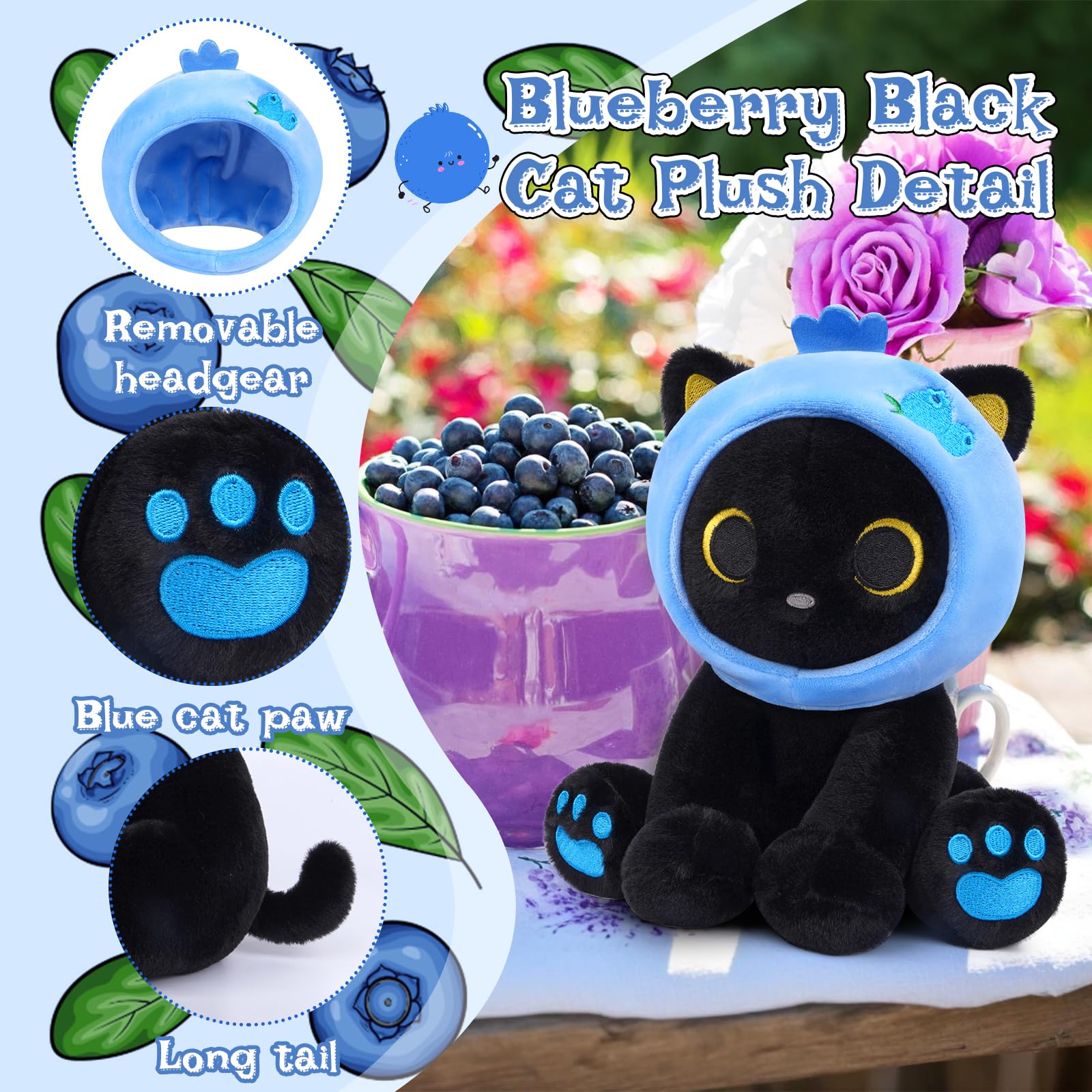 Hagusahuo plush with removable blueberry headpiece for two-in-one play