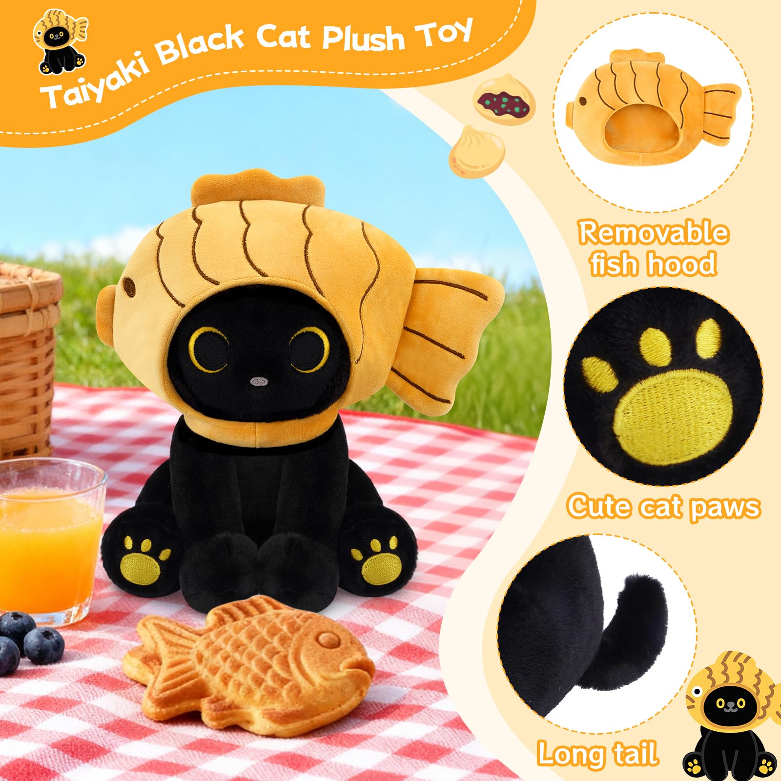 Hagusahuo removable taiyaki costume on the plush for playful cosplay.