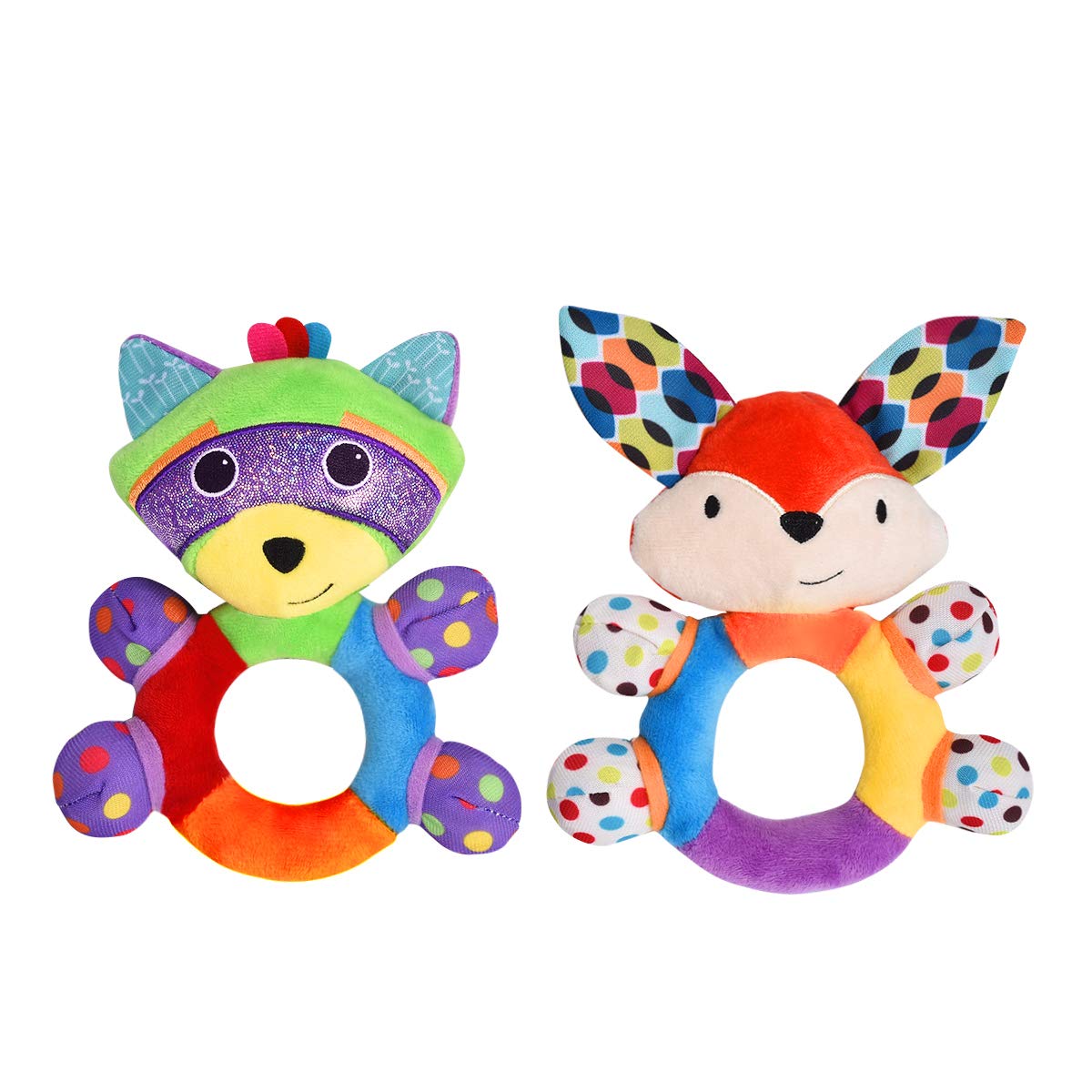 HAHA Baby teething rattle with fox plush stimulates touch and calm gums.