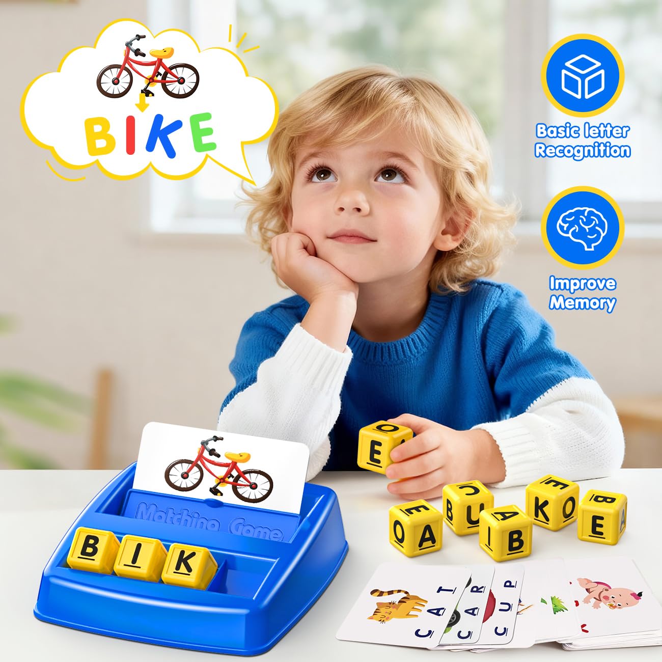 HahaGift letter cubes shown for hands-on spelling and word building.