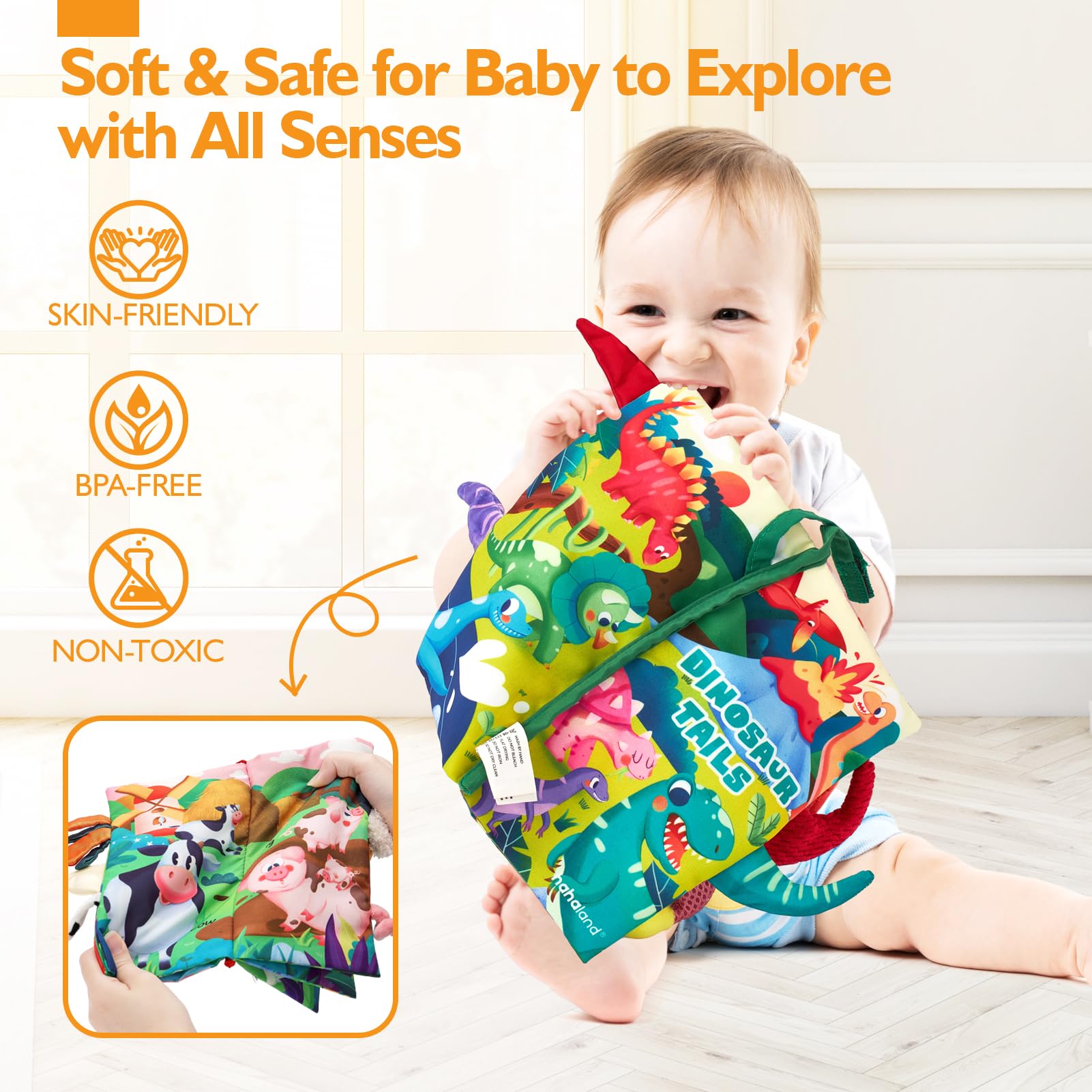 Hook-and-loop straps keep books secure on strollers and car seats.
