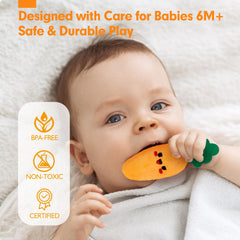 Hahaland baby mirror toy encourages self-recognition during play.