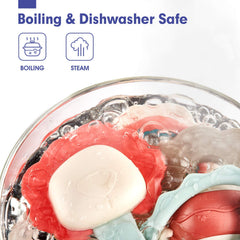Hahaland teether-key-pattern provides safe chewing textures for teething relief.