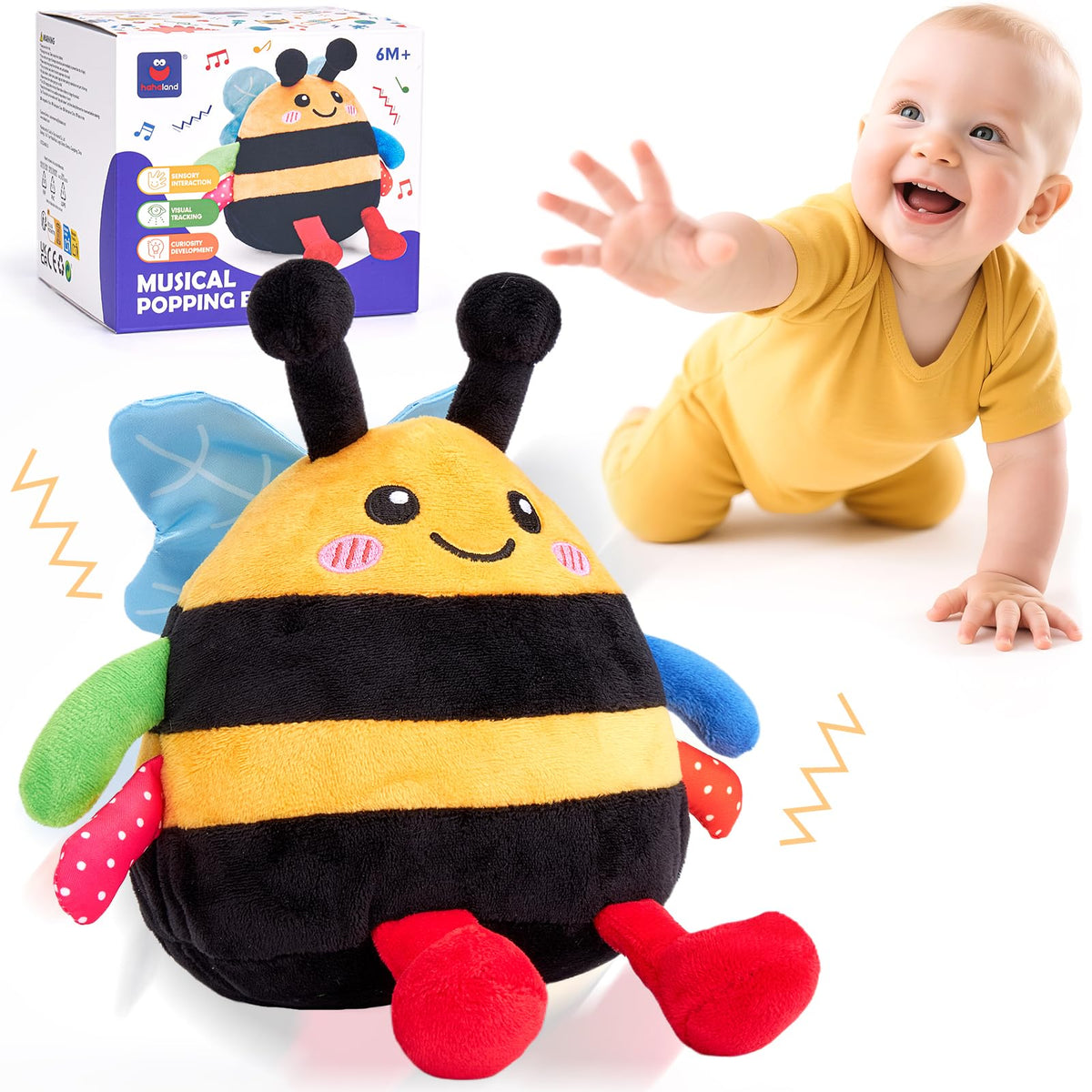 Hahaland baby toy dancing bee encourages crawling and exploration.