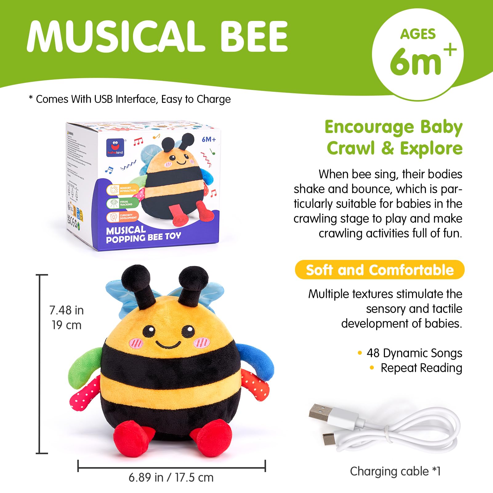 Hahaland gift-ready bee toy is ideal for birthdays and holidays.