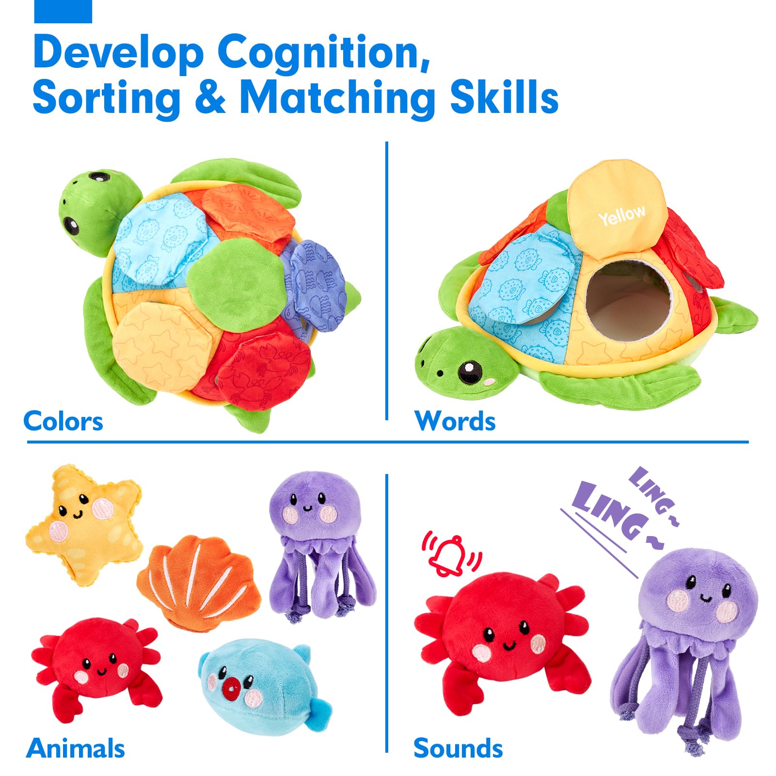 Hahaland shell toy highlights shape and color recognition with crinkle sounds