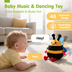 Hahaland bee toy in voice-recording mode repeats your baby's sounds.