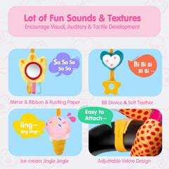 Hahaland heart squeak toy encourages interactive baby play
