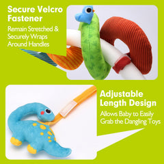 Hahaland car-seat-toy-rattle provides tactile feedback to support early motor skills.