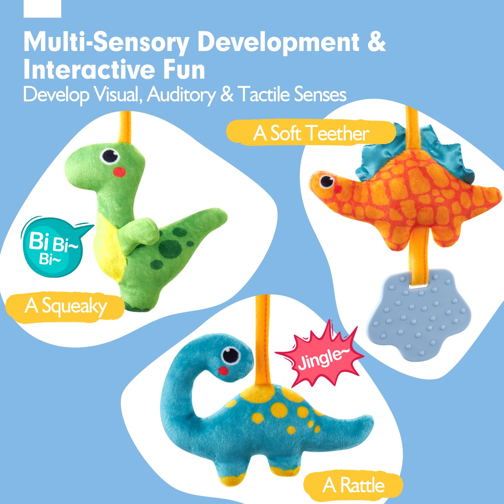 Hahaland car-seat-toy-squeaker adds engaging sounds to spark curious play during trips.