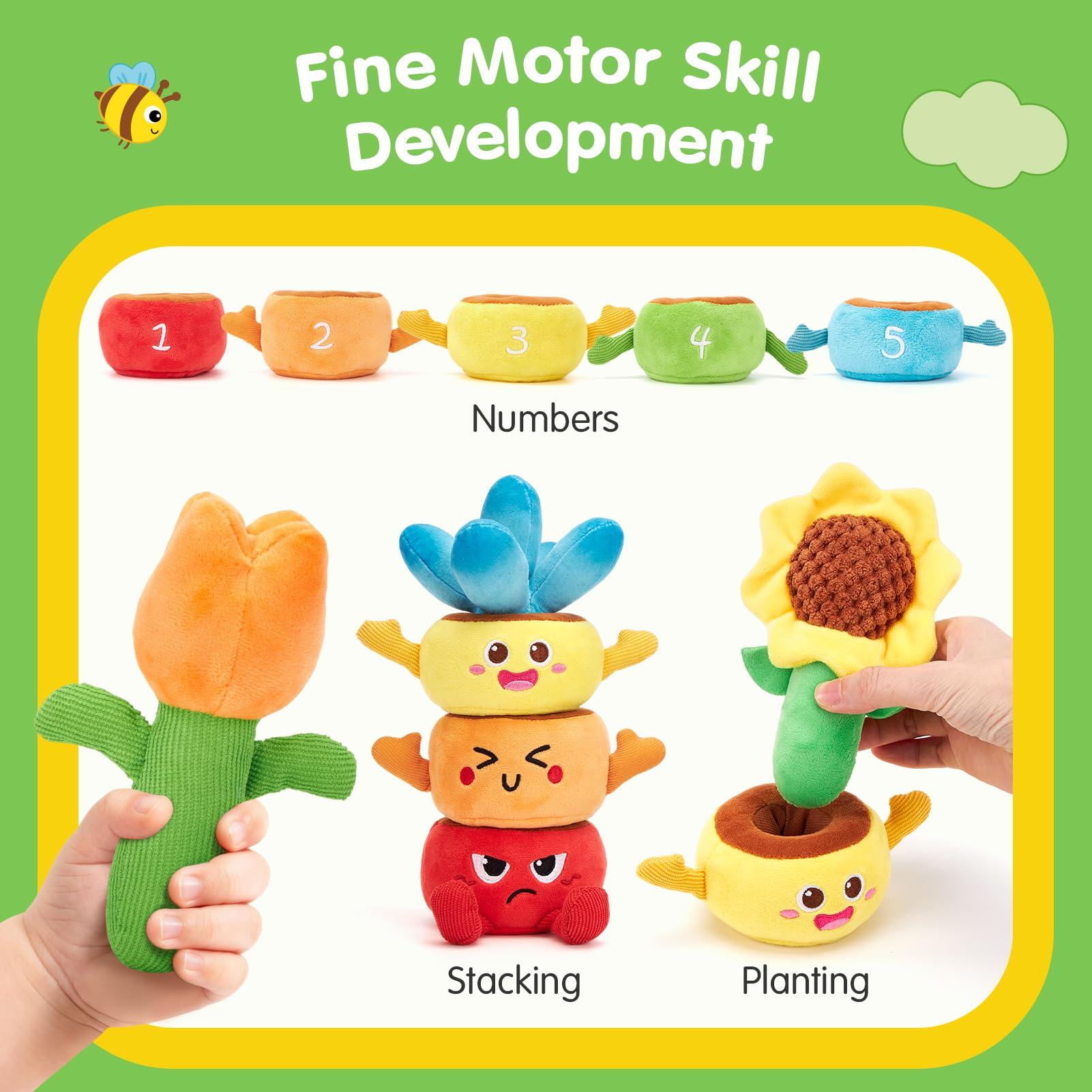 Hahaland child pulling and planting actions for hand–eye coordination