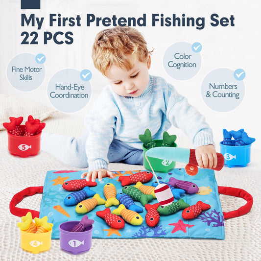 Hahaland cloth fish pieces aiding color sorting and counting during playtime