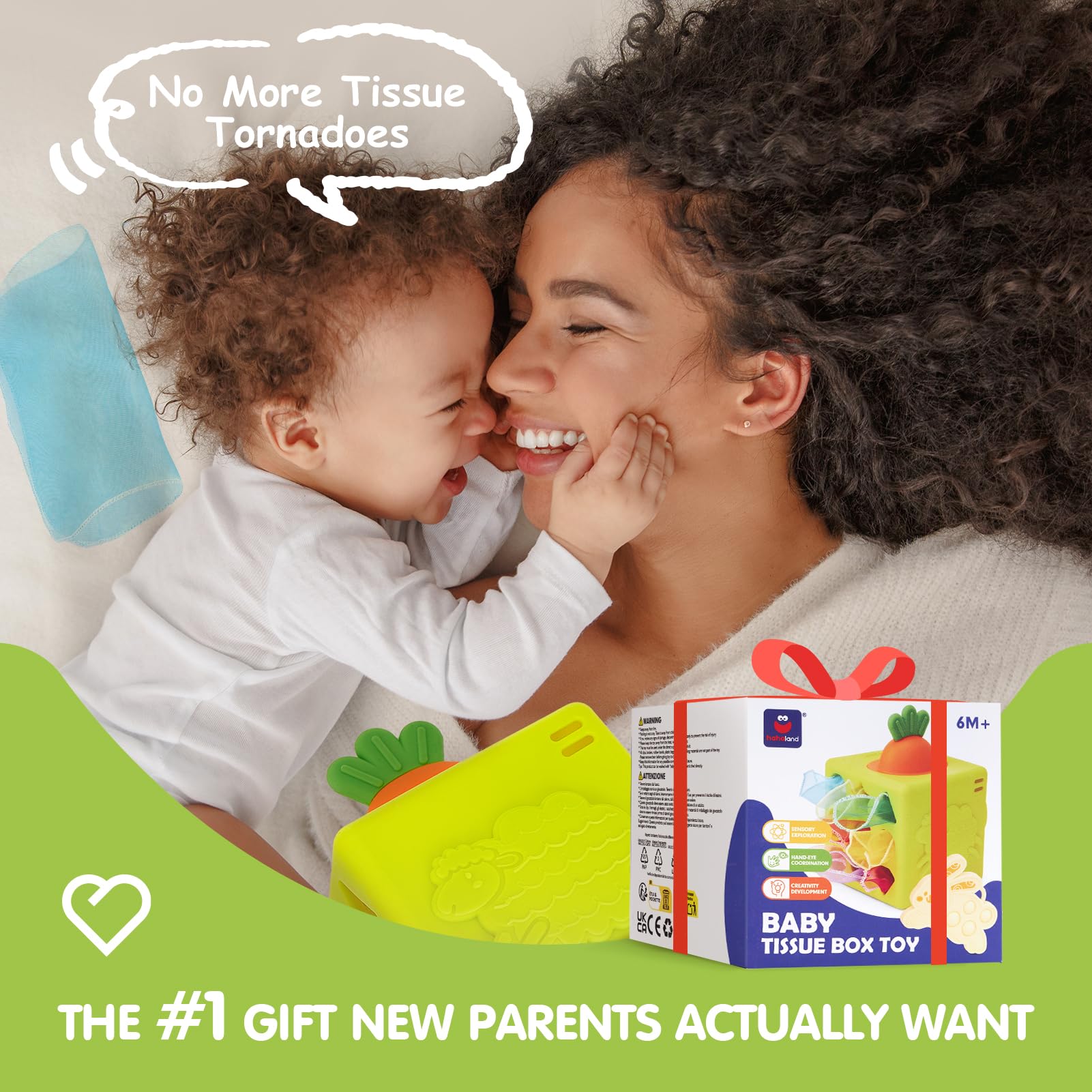Hahaland durable silicone construction endures endless pulls, tosses, and teething.