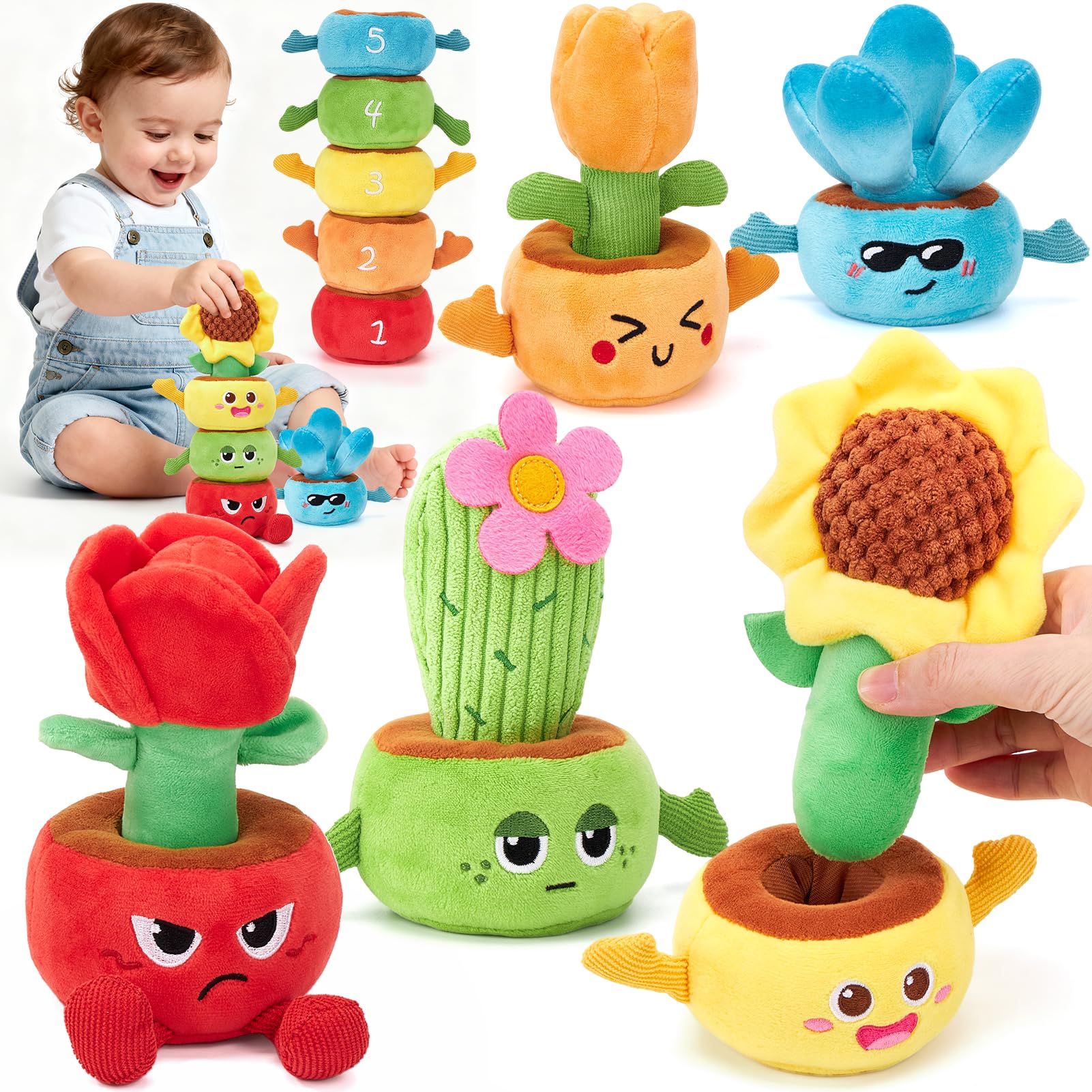Hahaland garden stacking toy with colorful pots for color matching and stacking play