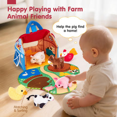 Lift flaps on the Hahaland barn encourage interactive, hands-on play.