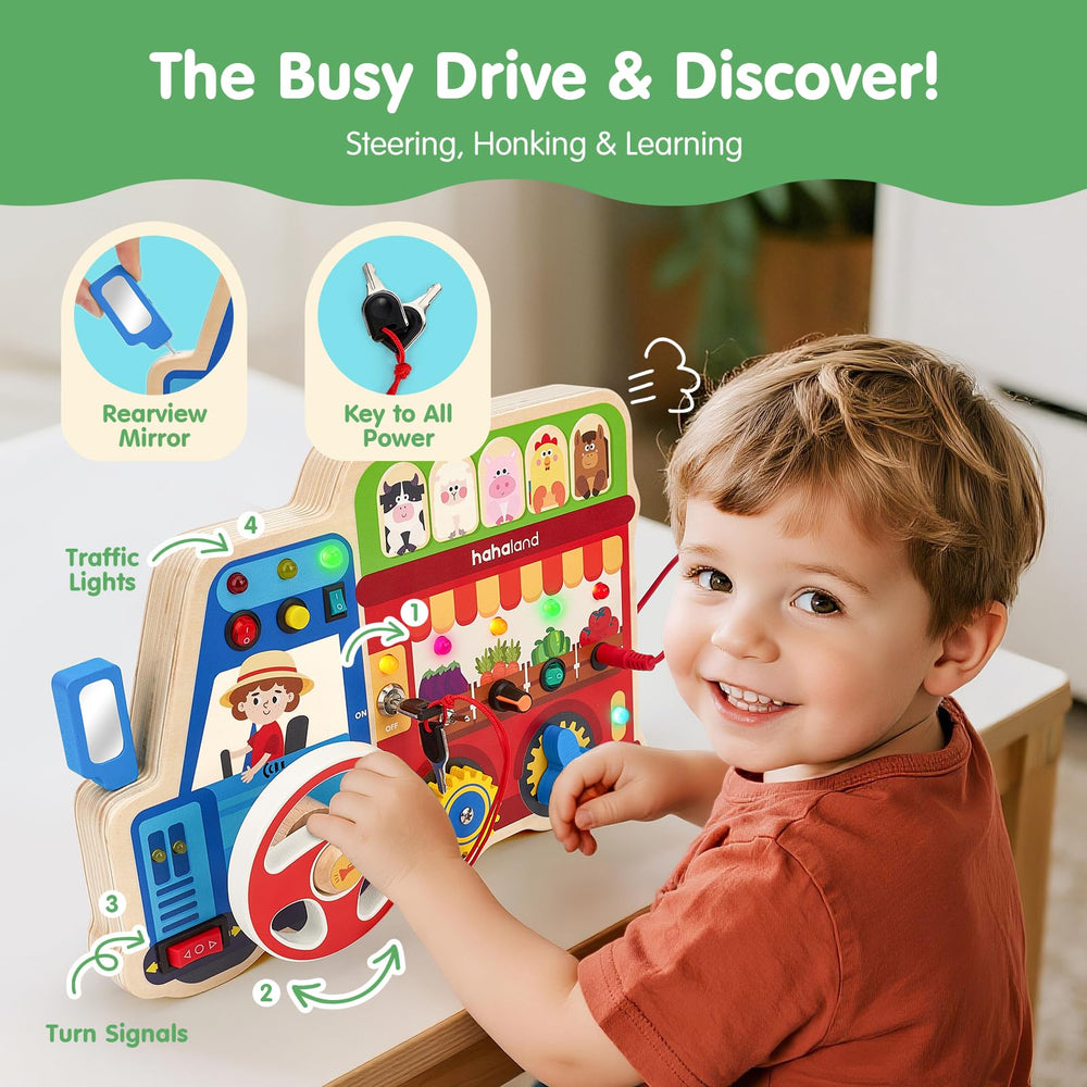 hahaland Busy Board key turn and horn sounds for interactive play