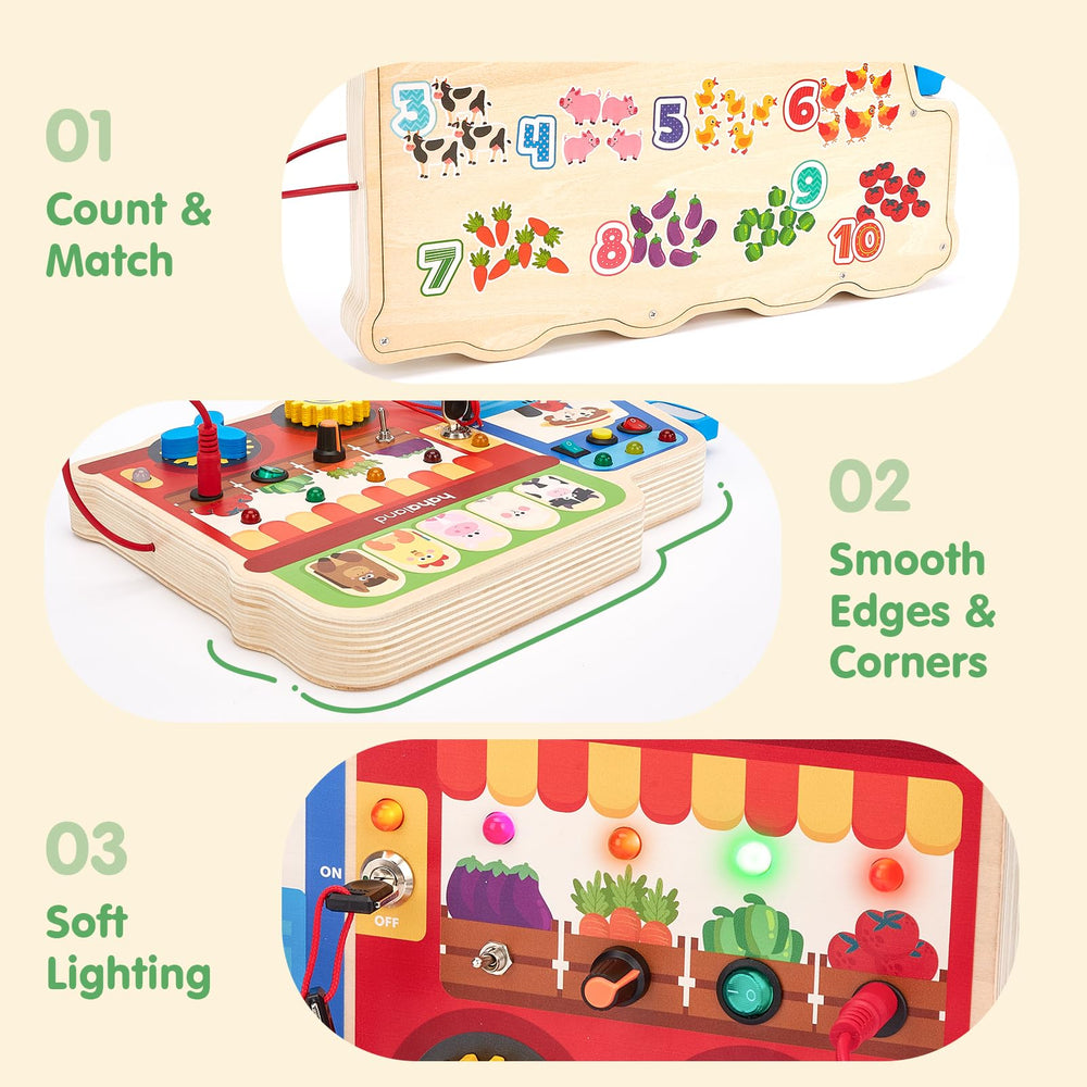 hahaland Wooden vegetable knobs promoting fine motor twisting actions
