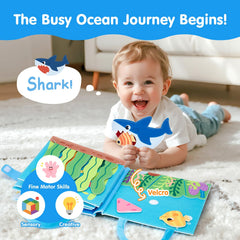 Hahaland Ocean Busy Book hook loop fish provides tactile feedback during pretend play
