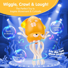 Hahaland octopus toy features crawling motion during active play sessions.