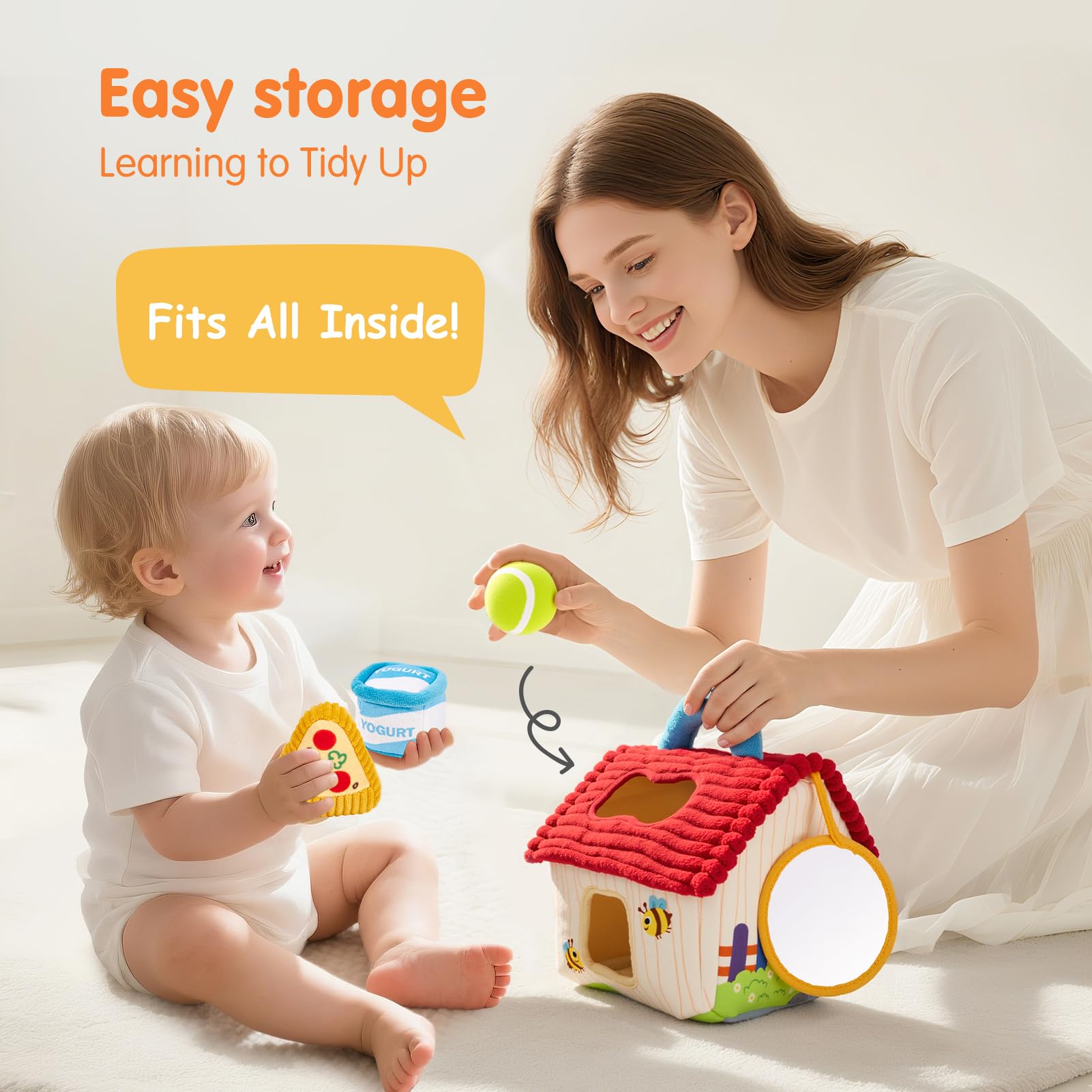 Hahaland plush ball adds rolling play and grip practice.