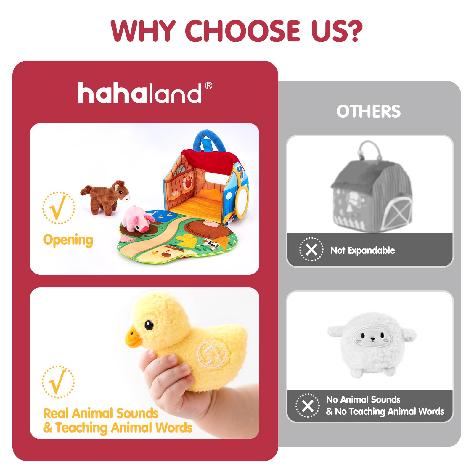 Portable Hahaland barn with handle for travel and on-the-go play.