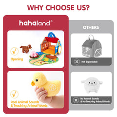 Portable Hahaland barn with handle for travel and on-the-go play.