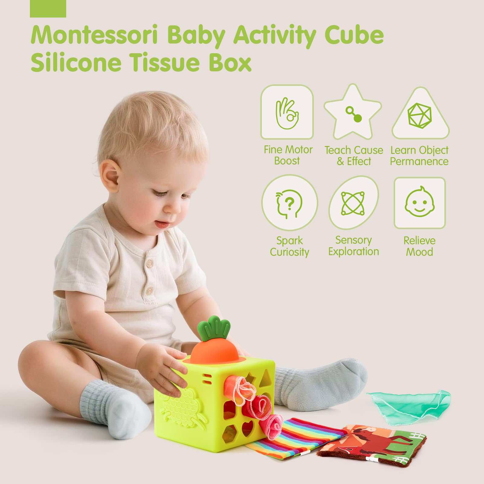 Hahaland silicone bunny teether bubbles provide gentle teething relief and finger fun.