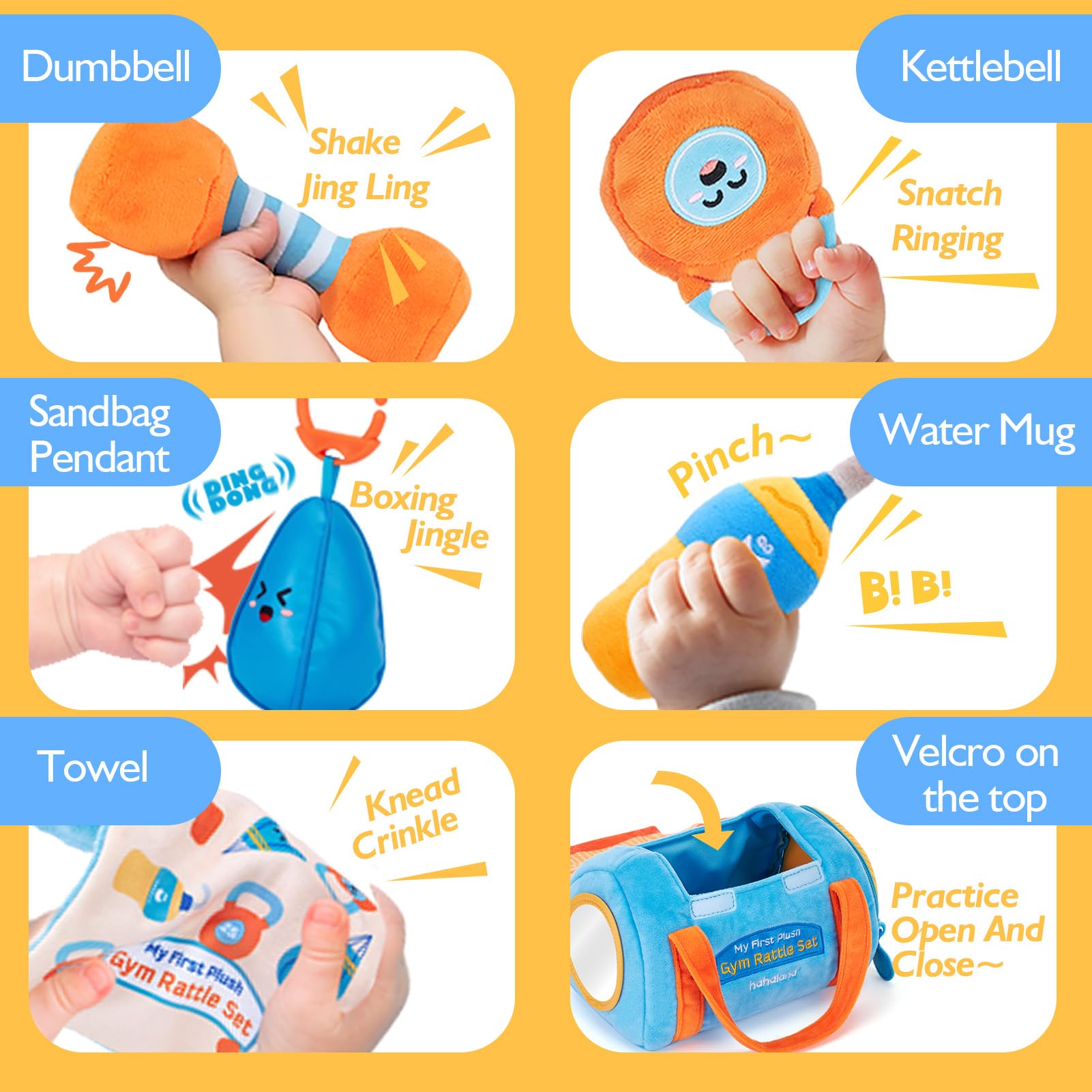 Hahaland squeaky water bottle toy enhances auditory tracking during playtime